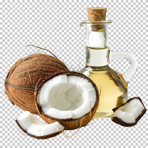 PSD dia mundial do coco leite de coco bebida de verão água de coco óleo isolado em fundo transparente