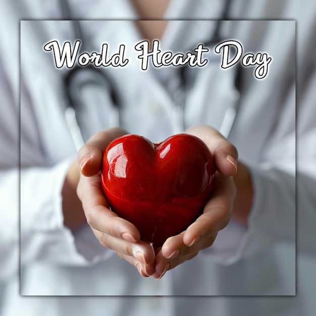 PSD dia mundial do coração com fundo de conscientização do coração vermelho para design de postagens de mídia social