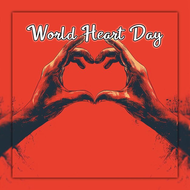 PSD dia mundial do coração com fundo de conscientização do coração vermelho para design de postagens de mídia social