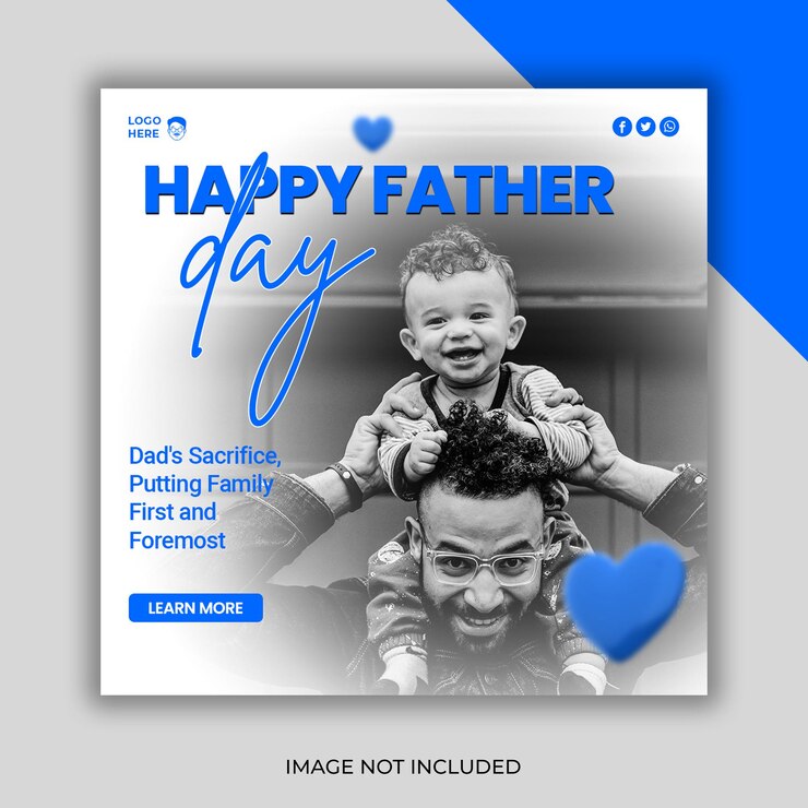 Dia Mundial do Pai Modelo de postagem ou banner de mídia social feliz dia dos pais em português