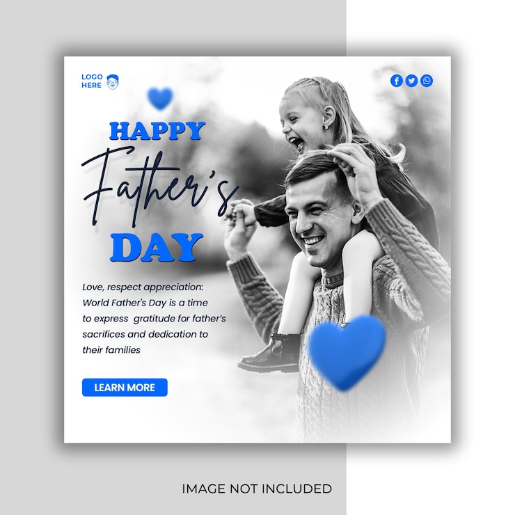 Dia Mundial do Pai Modelo de postagem ou banner de mídia social feliz dia dos pais em português
