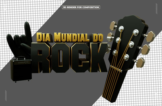 Dia mundial do rock de renderização 3d