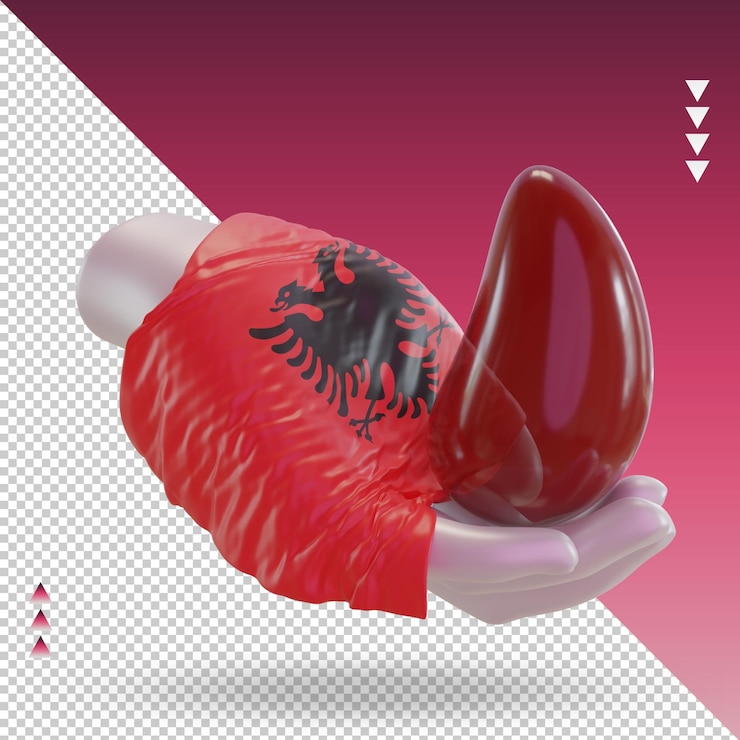 PSD día mundial del donante de sangre 3d bandera de albania representación vista izquierda
