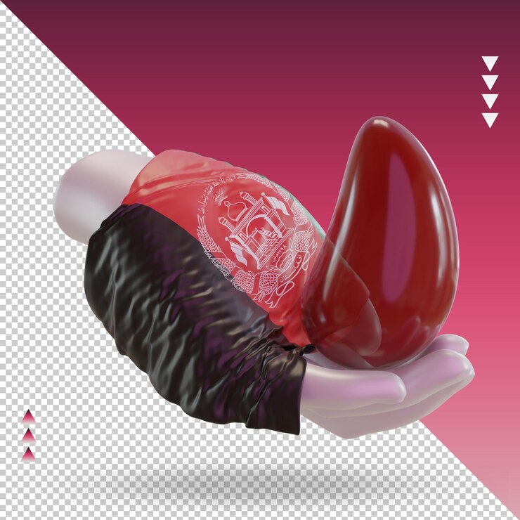 PSD día mundial del donante de sangre 3d representación de la bandera de afganistán vista izquierda