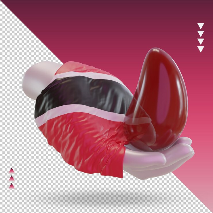 PSD día mundial del donante de sangre en 3d representación de la bandera de trinidad y tobago vista izquierda