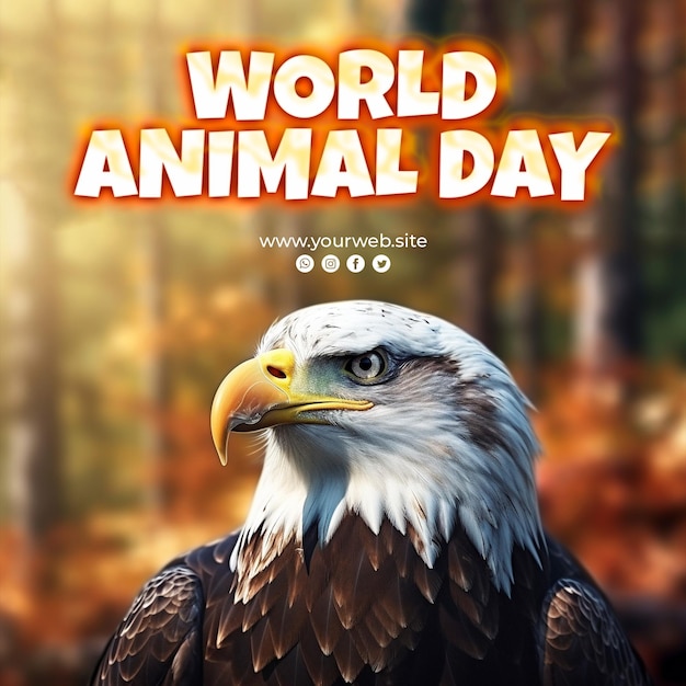 PSD dia mundial dos animais com fundo águia