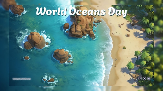 Dia mundial dos oceanos para postagem e banner nas redes sociais