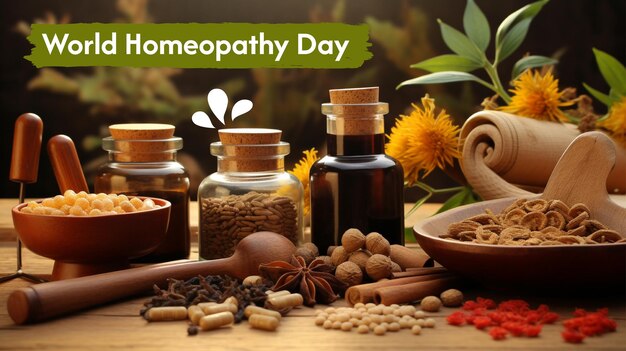 PSD día mundial de la homeopatía y el tratamiento médico con hierbas
