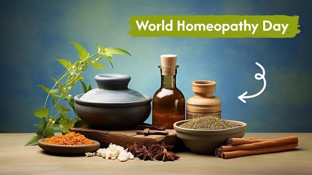 PSD día mundial de la homeopatía y el tratamiento médico con hierbas