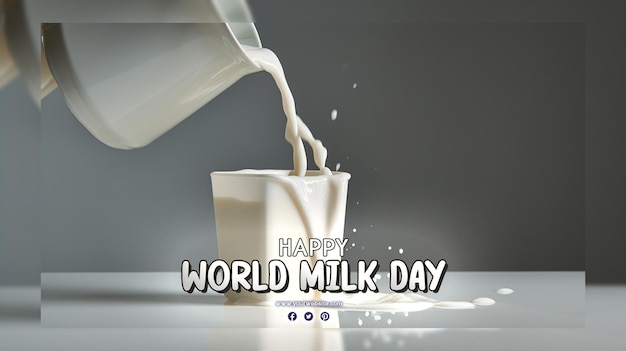 PSD día mundial de la leche con leche de salpicadura