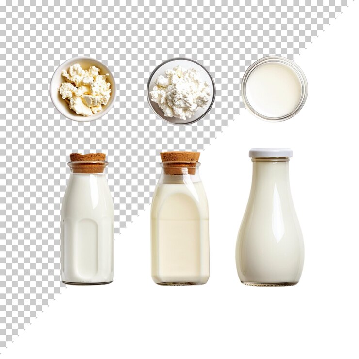 PSD día mundial de la leche realista leche salpicada botella de leche producto lácteo aislado sobre un fondo transparente