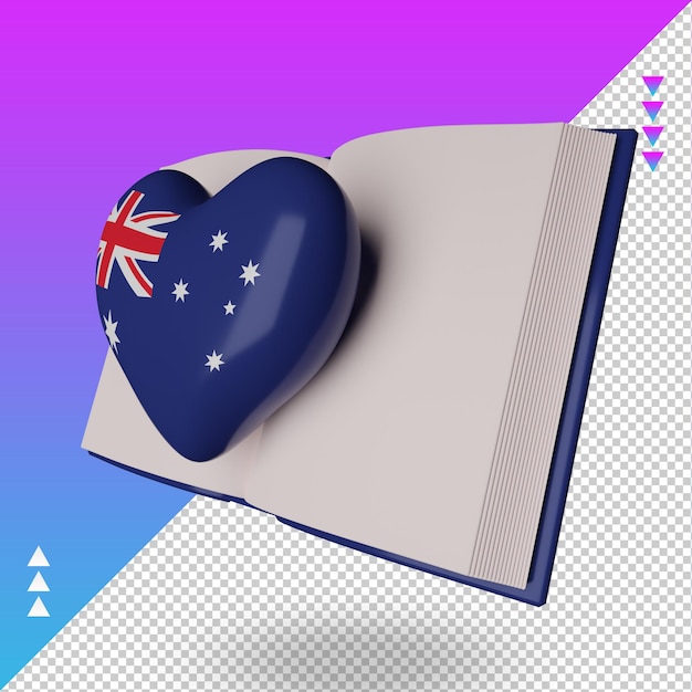 Día mundial del libro 3d Bandera de Australia que representa la vista derecha