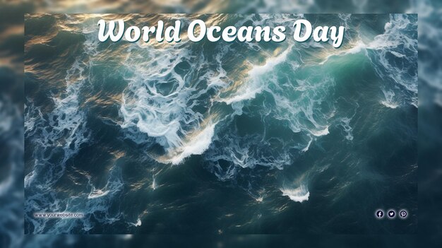 Día mundial de los océanos para una publicación y una pancarta en las redes sociales