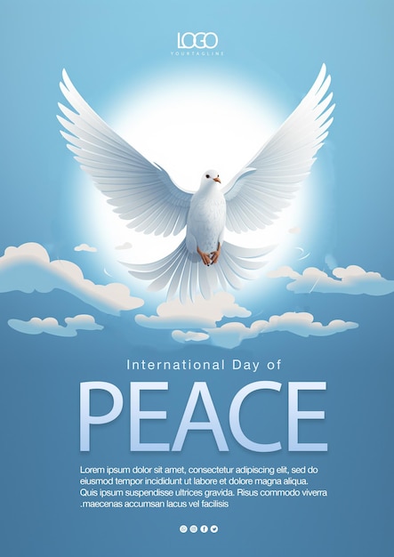 PSD día mundial de la paz una paloma simboliza la paz