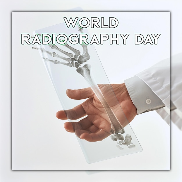 Día mundial de la radiografía el médico mira a través de la tomografía computarizada, las radiografías de tórax, la ecografía y las ecografías por ultrasonido