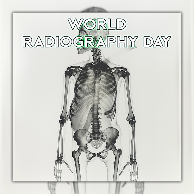 Día mundial de la radiografía el médico mira a través de la tomografía computarizada, las radiografías de tórax, la ecografía y las ecografías por ultrasonido