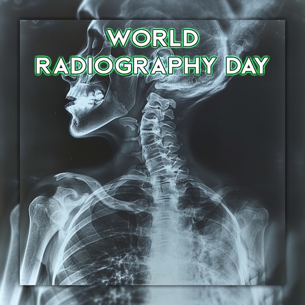 PSD día mundial de la radiografía el médico mira a través de la tomografía computarizada, las radiografías de tórax, la ecografía y las ecografías por ultrasonido