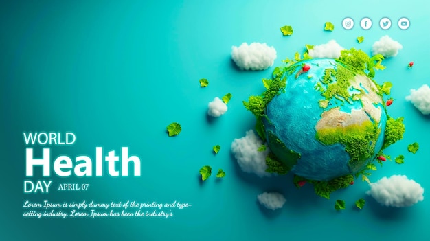 PSD día mundial de la salud día mundial de concienciación sobre la salud medio ambiente verde para amar y cuidar