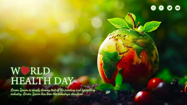 PSD día mundial de la salud idea creativa con la tierra