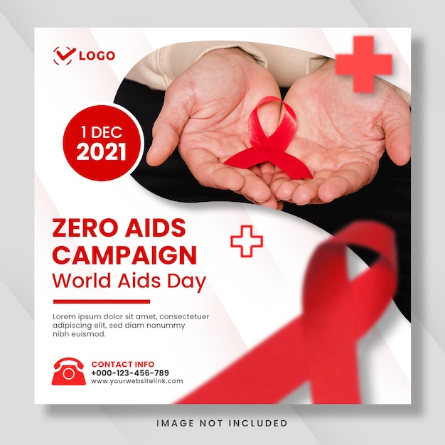Día mundial del sida para publicación en redes sociales o plantilla de banner