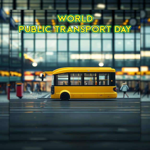 PSD día mundial del transporte público para el diseño de publicaciones en las redes sociales