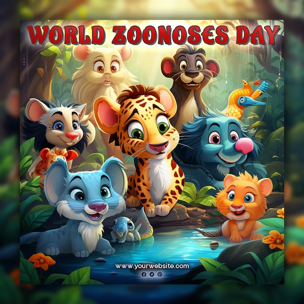 Día mundial de las zoonosis para la publicación en las redes sociales