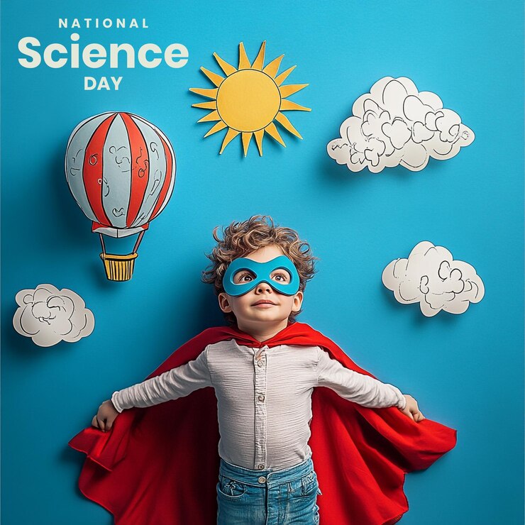 PSD el día nacional de la ciencia desea un diseño de pancarta con texto