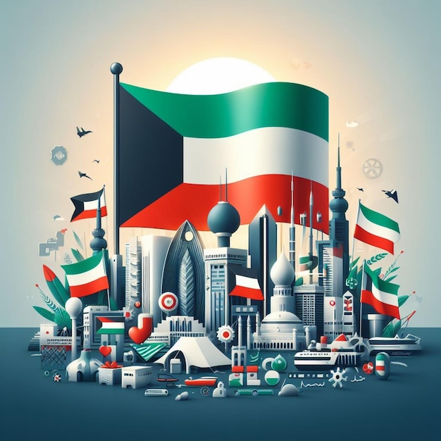 Dia nacional do kuwait 2024 post de mídia social psd