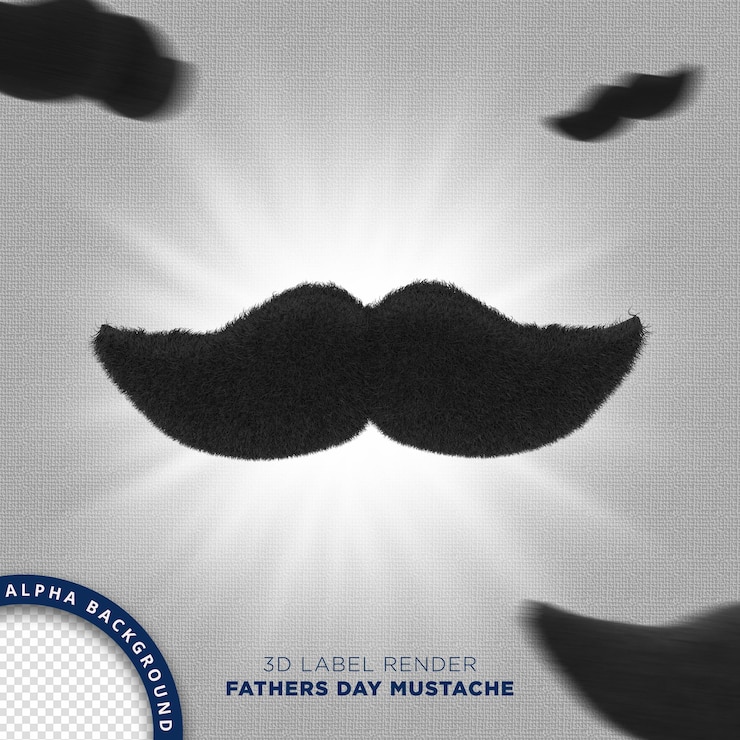 PSD día del padre bigote renderizado 3d