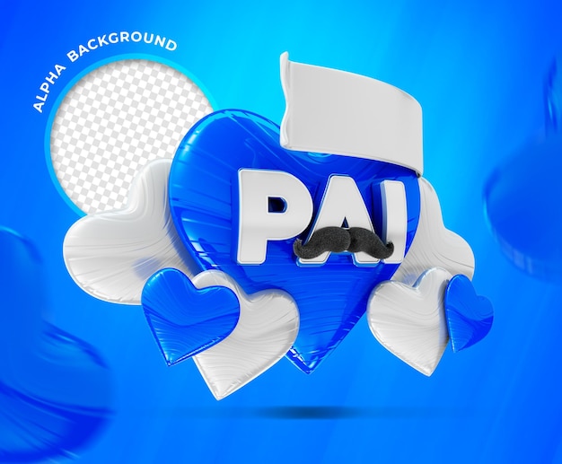 PSD día del padre en brasil logo 3d render