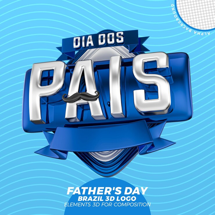 PSD dia del padre brasil logo 3d render