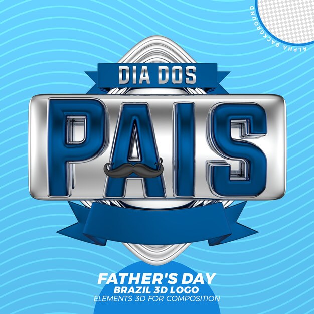 PSD dia del padre brasil logo 3d render