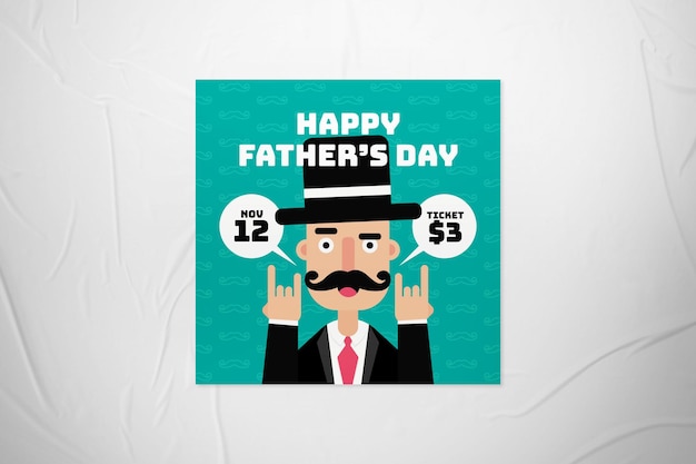 Día del padre Caballero con bigote y sombrero Publicación de Instagram