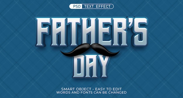 PSD día del padre efecto de texto editable estilo 3d