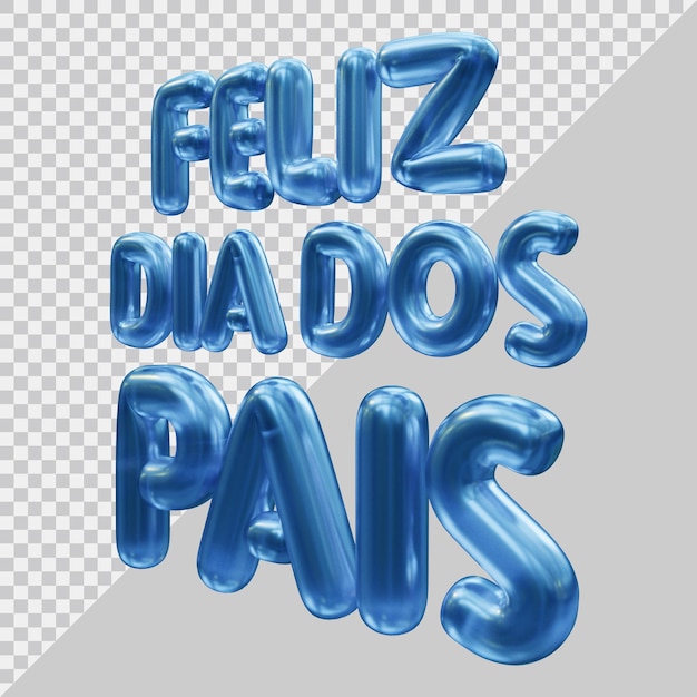 Día del padre feliz dia dos pais texto en brasil con estilo moderno 3d