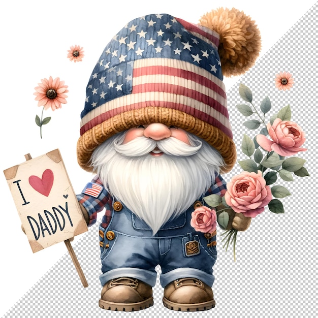 El día del padre de los gnomos acuarela Clipart Ilustración