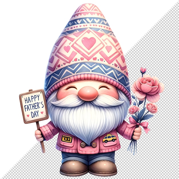 El día del padre de los gnomos acuarela Clipart Ilustración