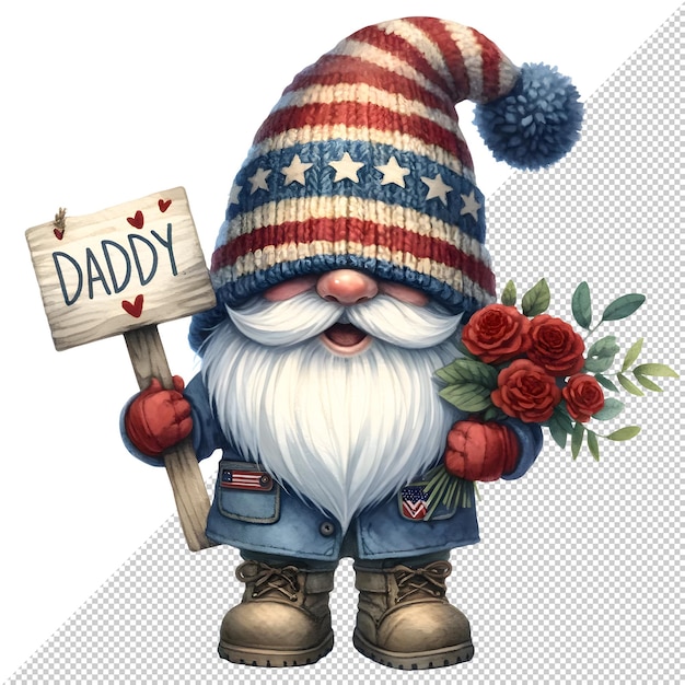 El día del padre de los gnomos acuarela Clipart Ilustración