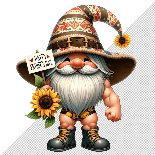 PSD el día del padre de los gnomos acuarela clipart ilustración