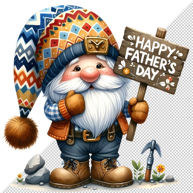 PSD el día del padre de los gnomos acuarela clipart ilustración