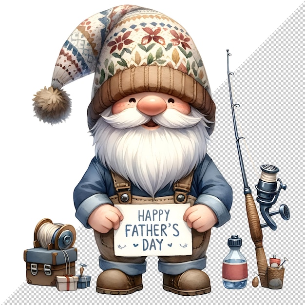 PSD el día del padre de los gnomos acuarela clipart ilustración