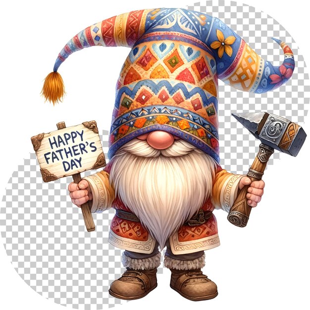 PSD el día del padre de los gnomos acuarela clipart ilustración