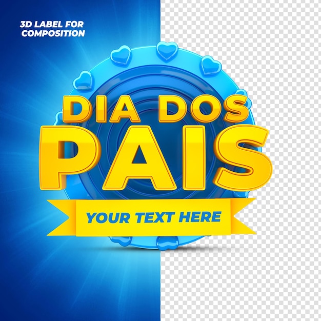 Día del padre con podio azul render 3d para campañas brasileñas