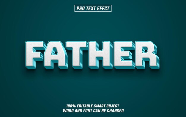 día del padre texto editable efecto de fuente texto 3D para el título