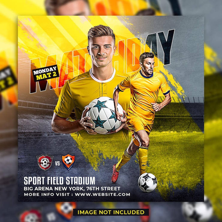 PSD día del partido de fútbol flyer y plantilla de banner de las redes sociales