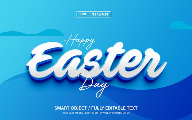 PSD día de pascua en 3d con estilo de efecto de texto psd editable.