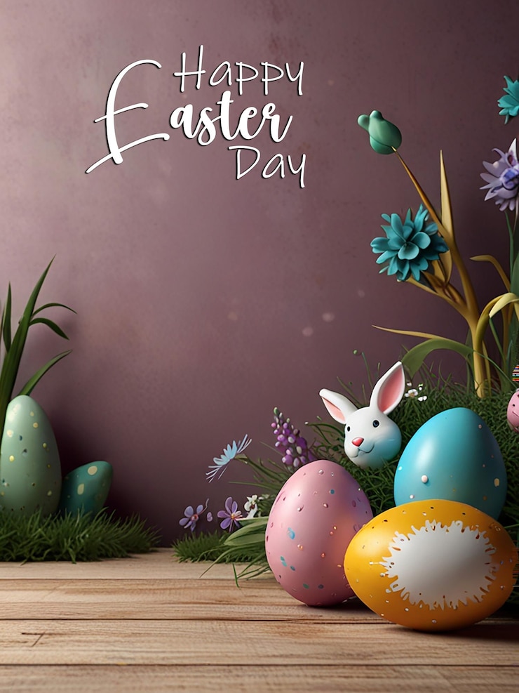 PSD día de pascua huevos de primavera multicolores patrones de color lindo orejas de pelaje de conejo con un color realista