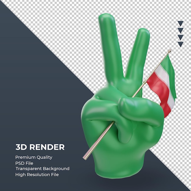 Día de la paz 3d bandera de irán representación vista izquierda