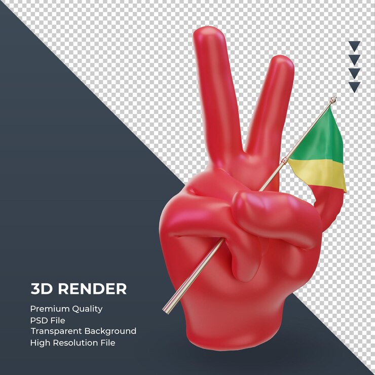 PSD día de la paz 3d bandera de la república del congo representación vista izquierda