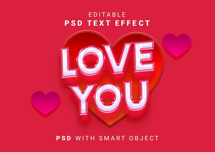 PSD día de san valentín 3d efectos de estilo de texto psd